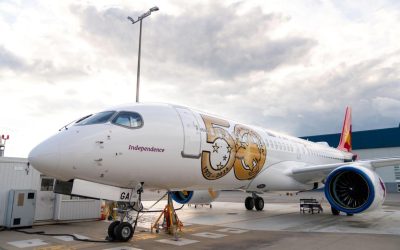 New A220 arrives in 50th anniversary livery while board stands down CEO